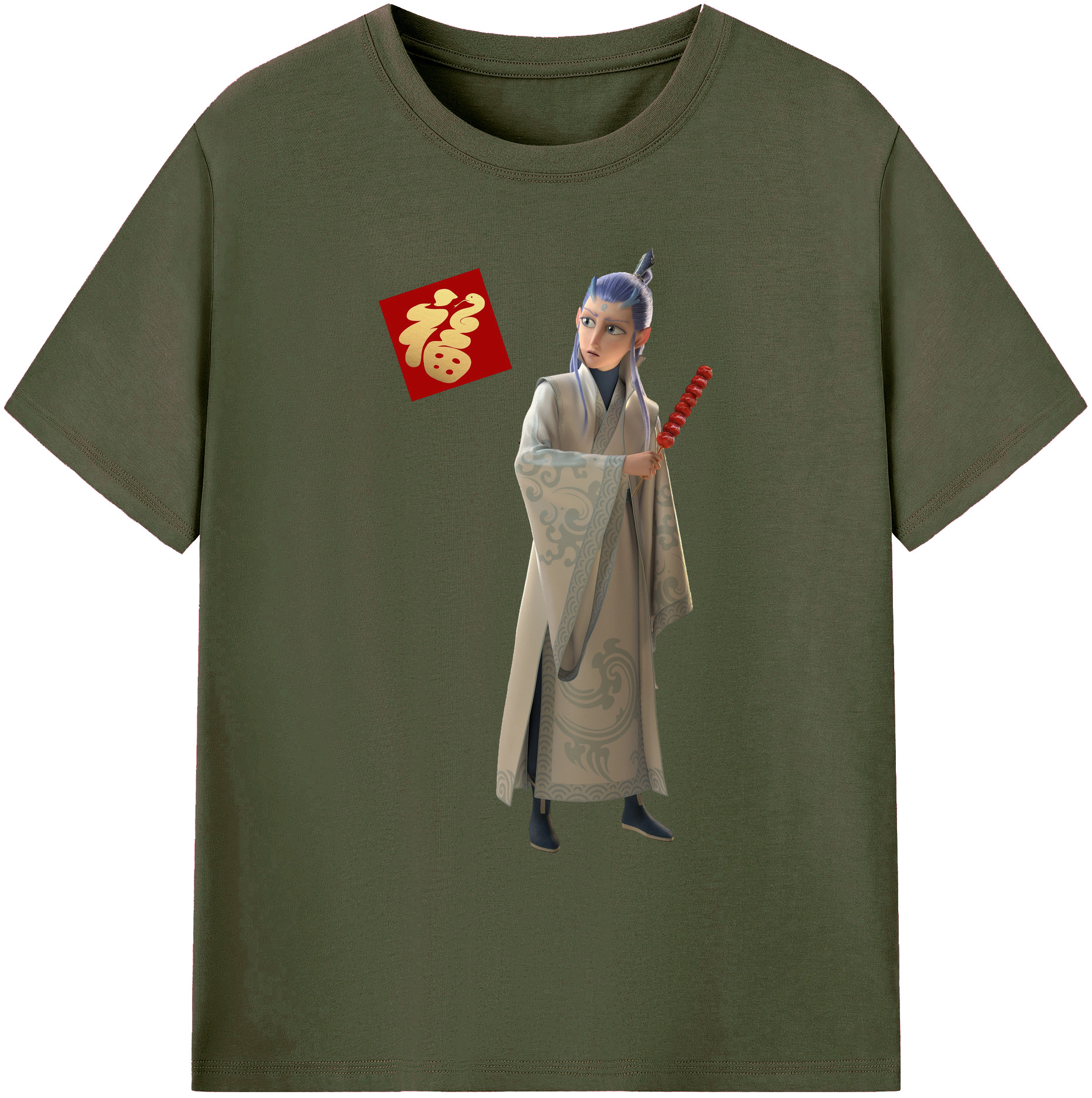 （画像用） Ne Zha 2 ナタ 魔童の大暴れ 綿100％ メンズ半袖Tシャツ｜肌触りやわらか＆通気性